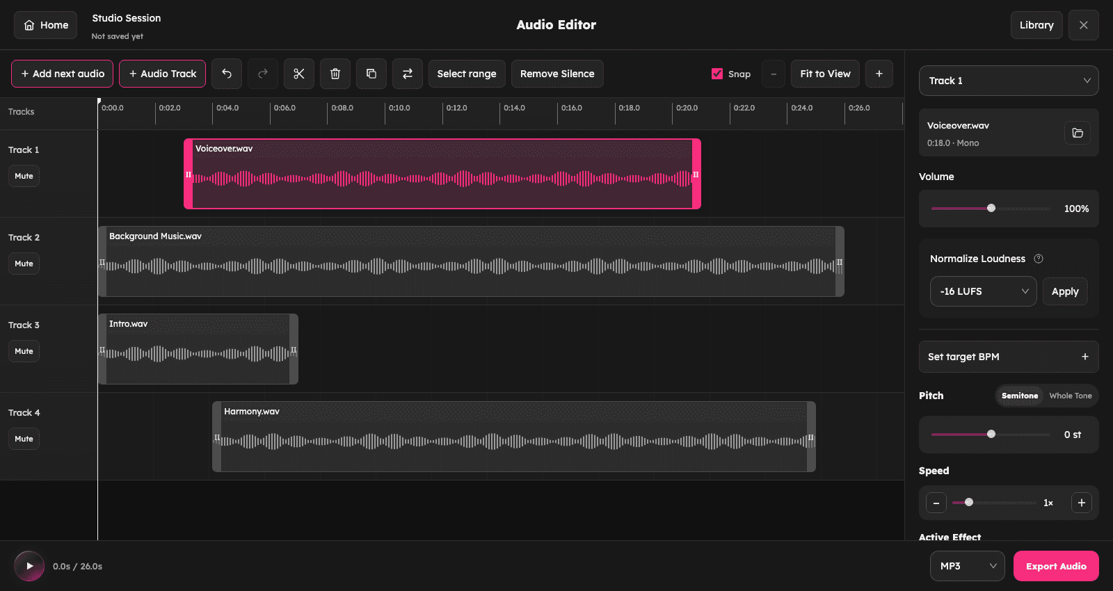 Multitrack Audio Editor preview